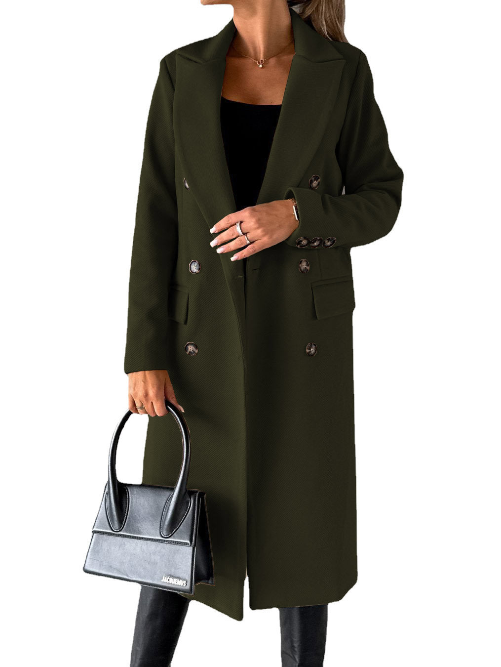 Women Double Breasted Longline Coat