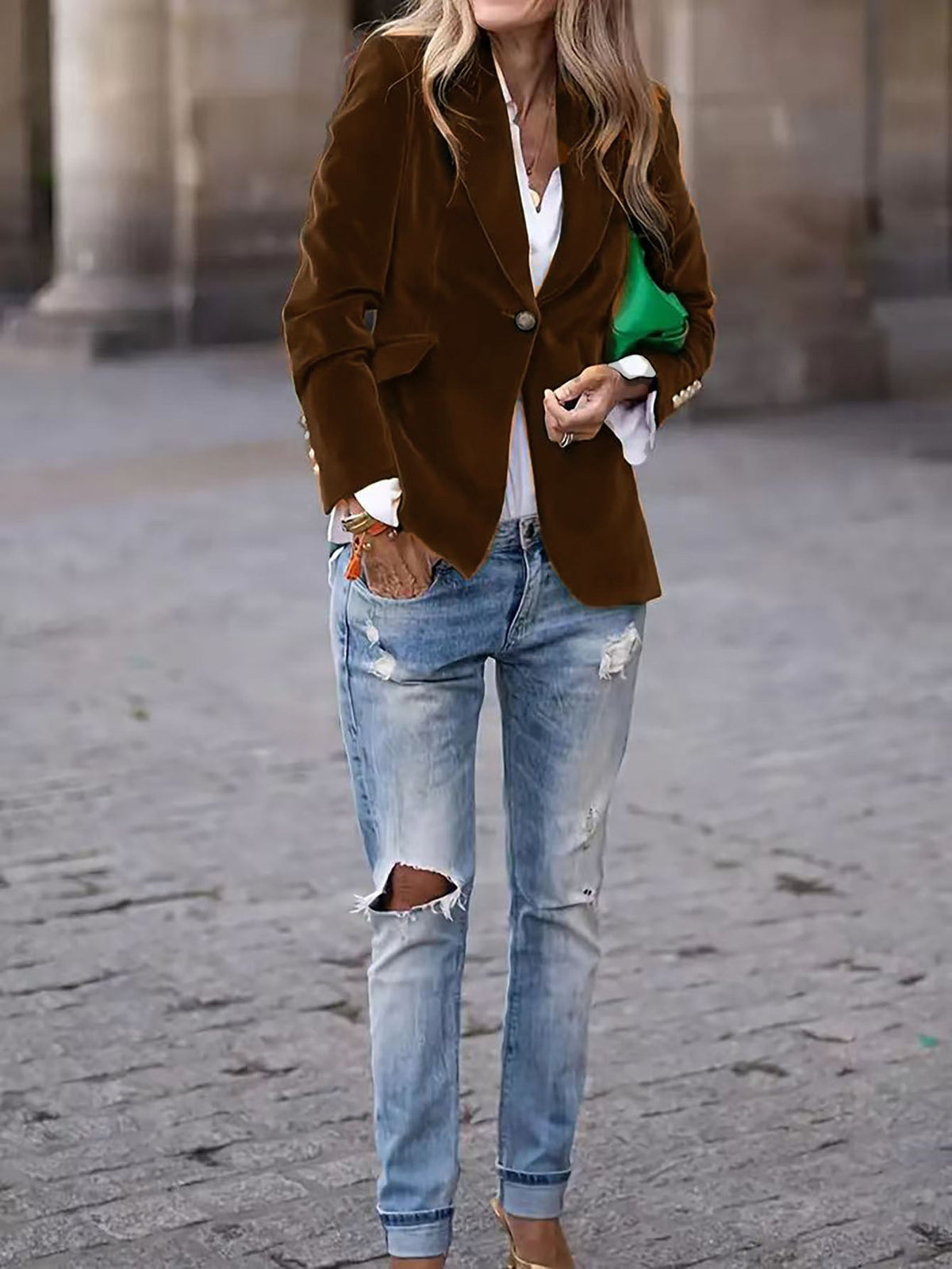 Women Velvet Slim Fit Blazer