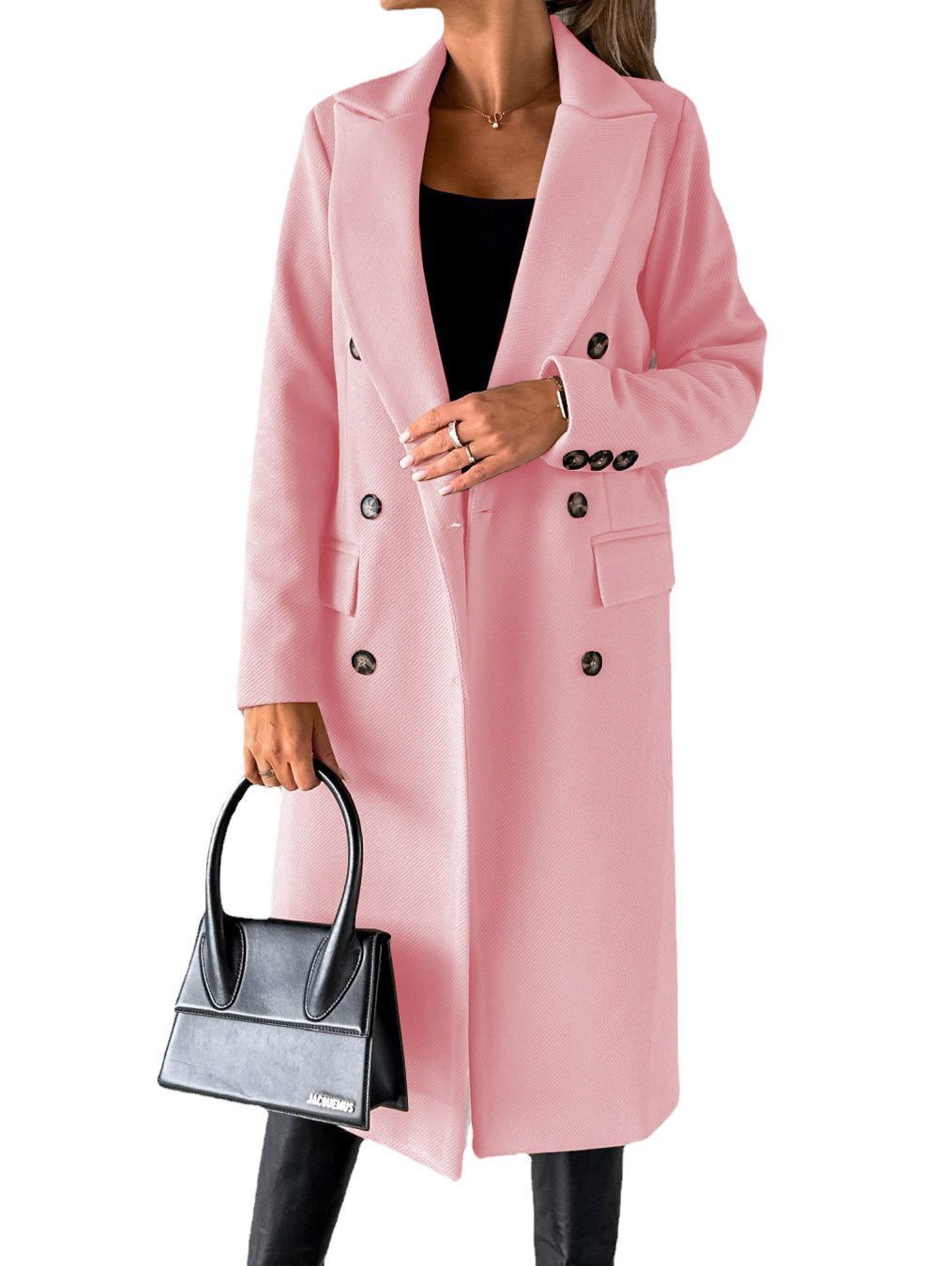 Women Double Breasted Longline Coat