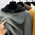 Men Ribbed Quarter Zip Sweater