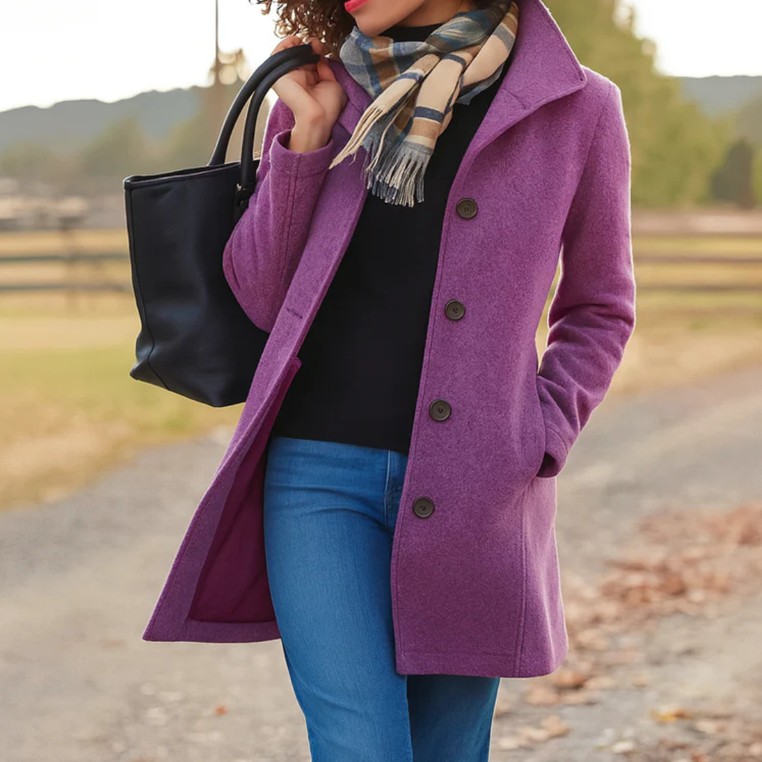 Women Long Button Front Winter Coat