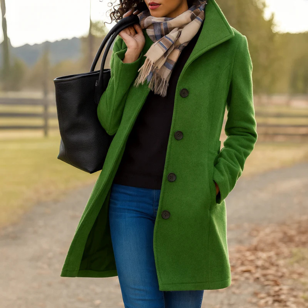 Women Long Button Front Winter Coat