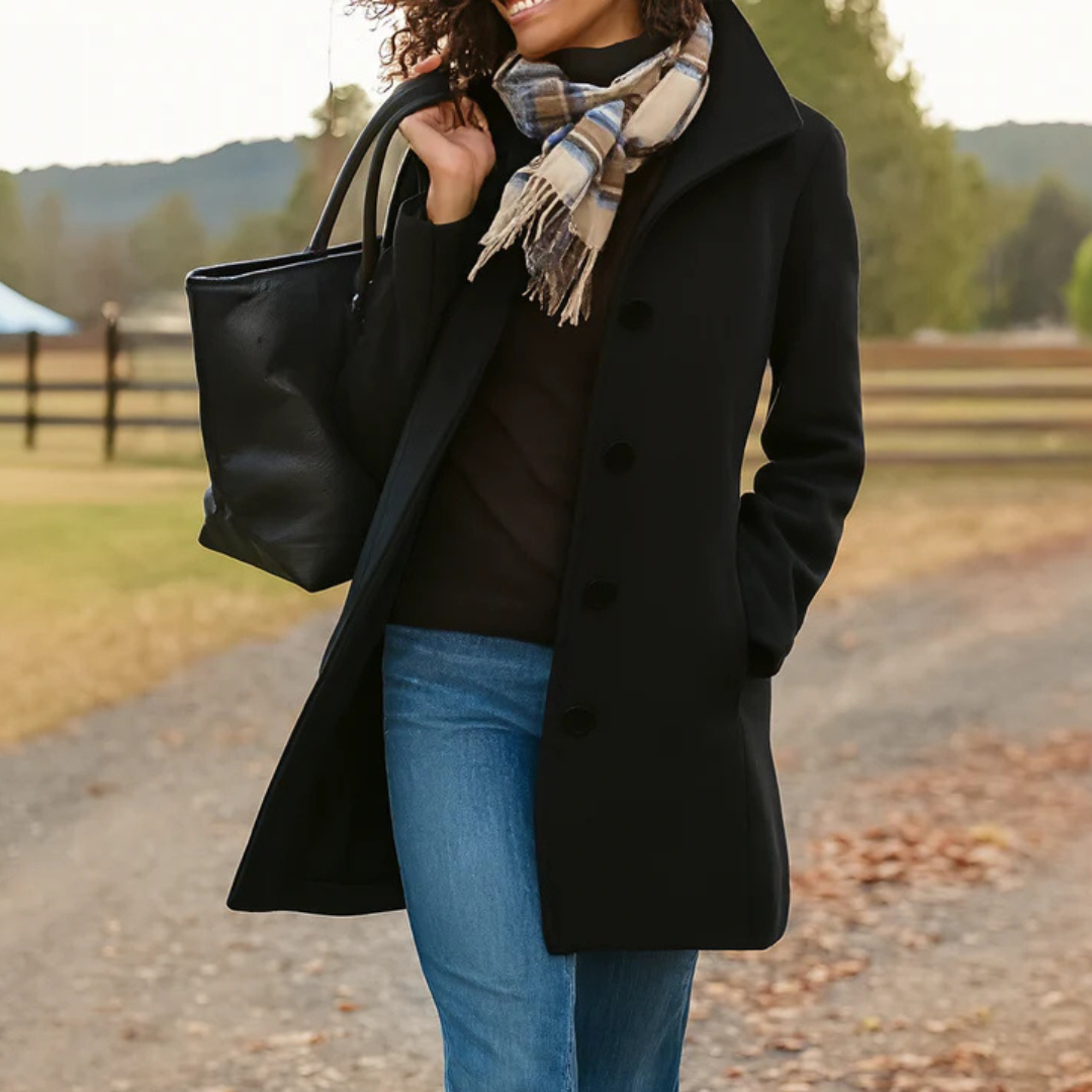 Women Long Button Front Winter Coat