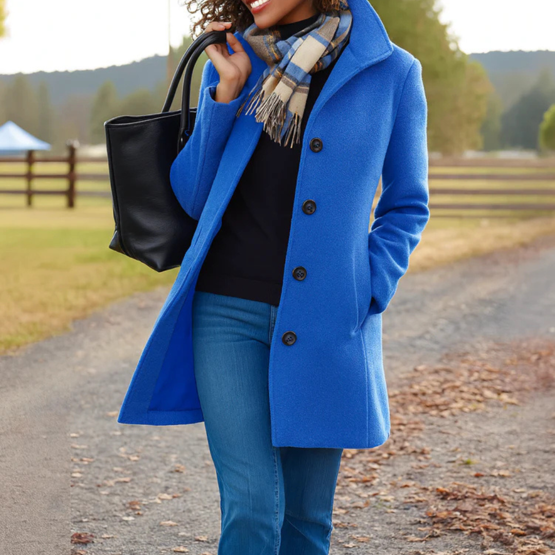 Women Long Button Front Winter Coat