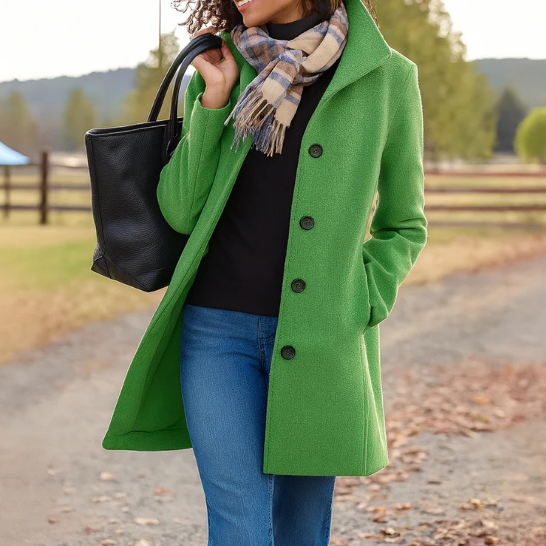 Women Long Button Front Winter Coat