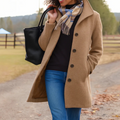 Women Long Button Front Winter Coat