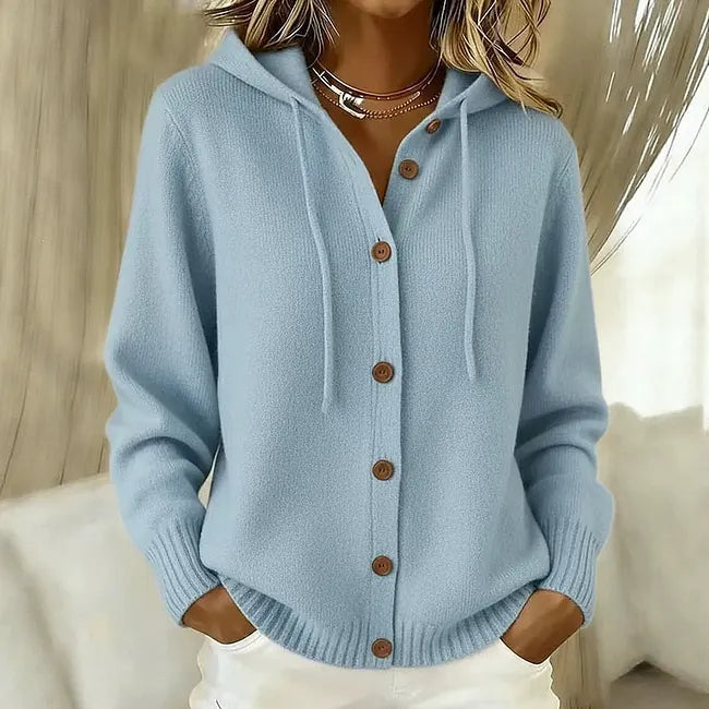 Women Hooded Button Cardigan