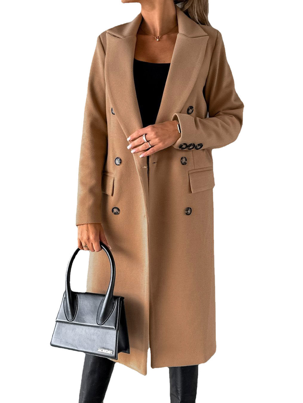 Women Double Breasted Longline Coat