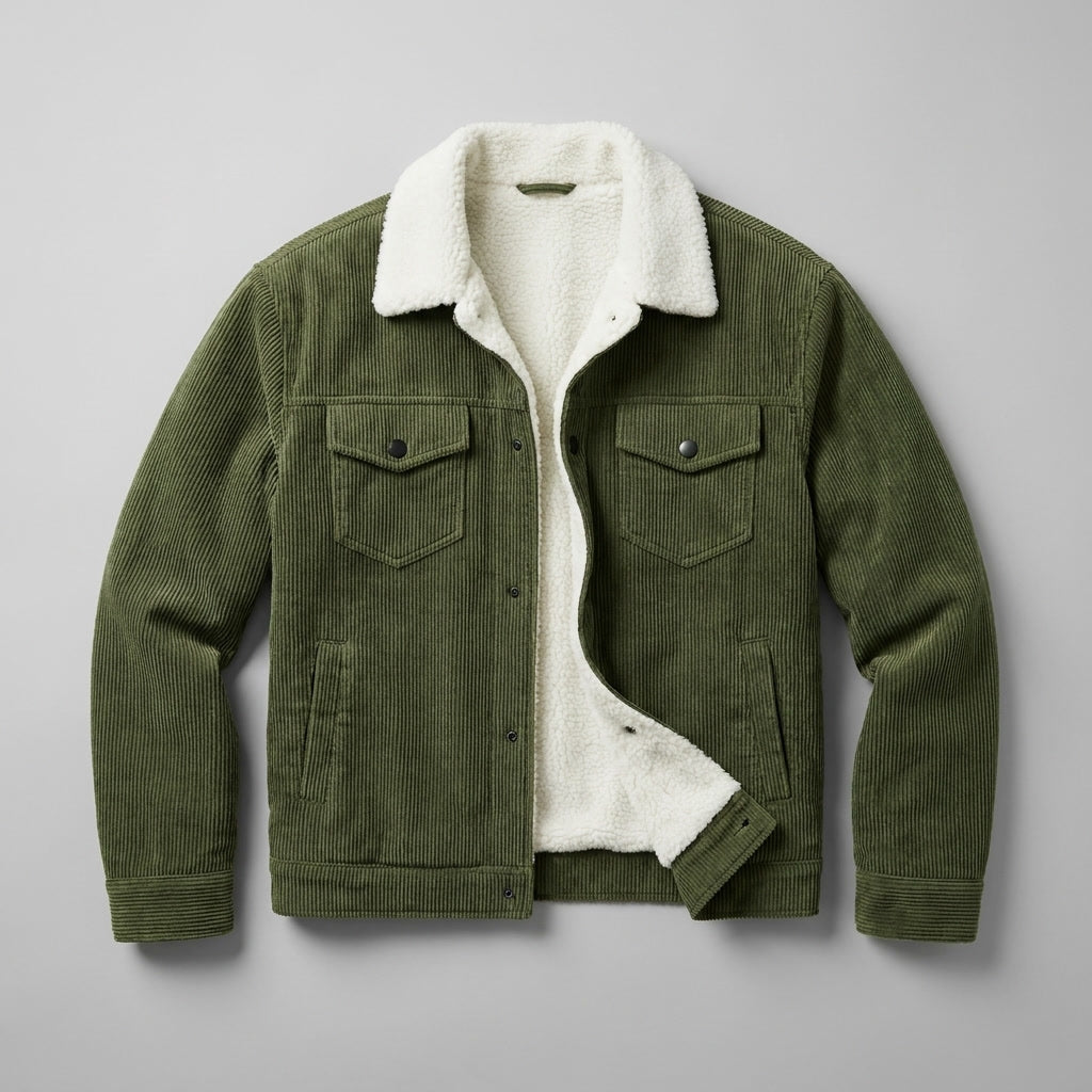 Men Fleece Lined Corduroy Jacket