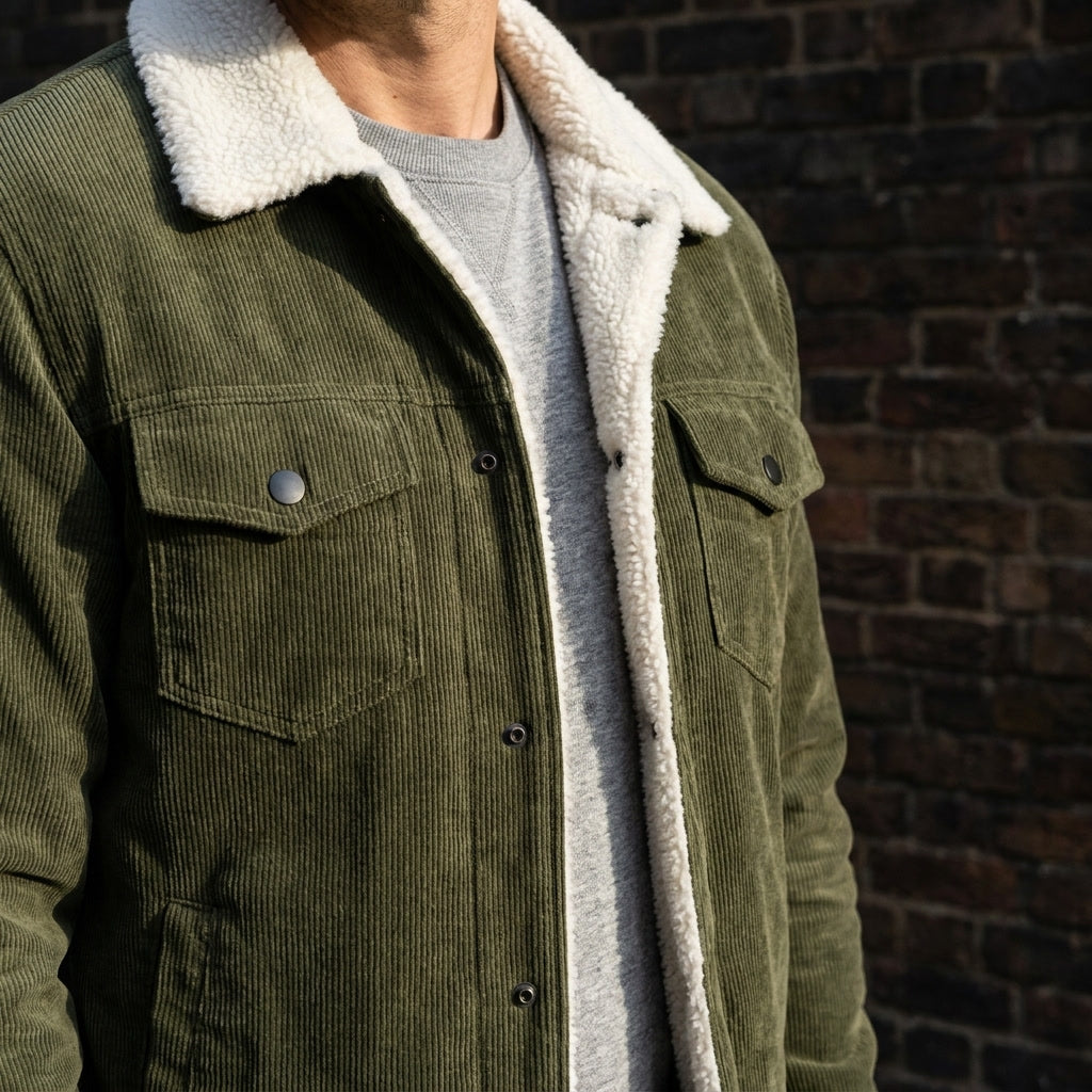 Men Fleece Lined Corduroy Jacket
