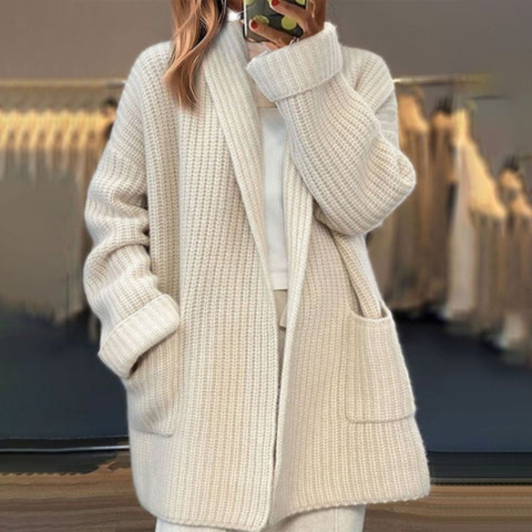 Women Ribbed Shawl Collar Cardigan