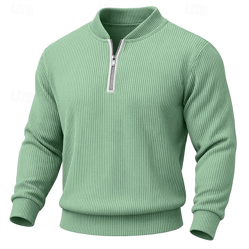 Men Ribbed Quarter Zip Sweater