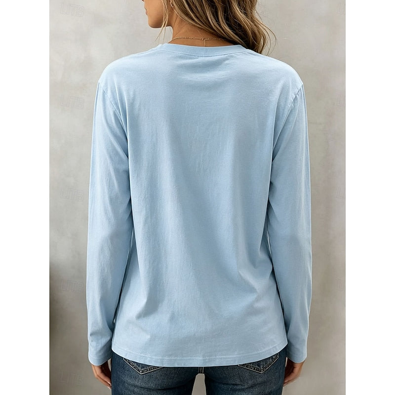 Women Long Sleeve Crew Neck Top
