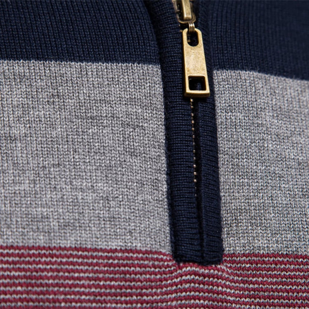 Men Colorblock Quarter Zip Sweater