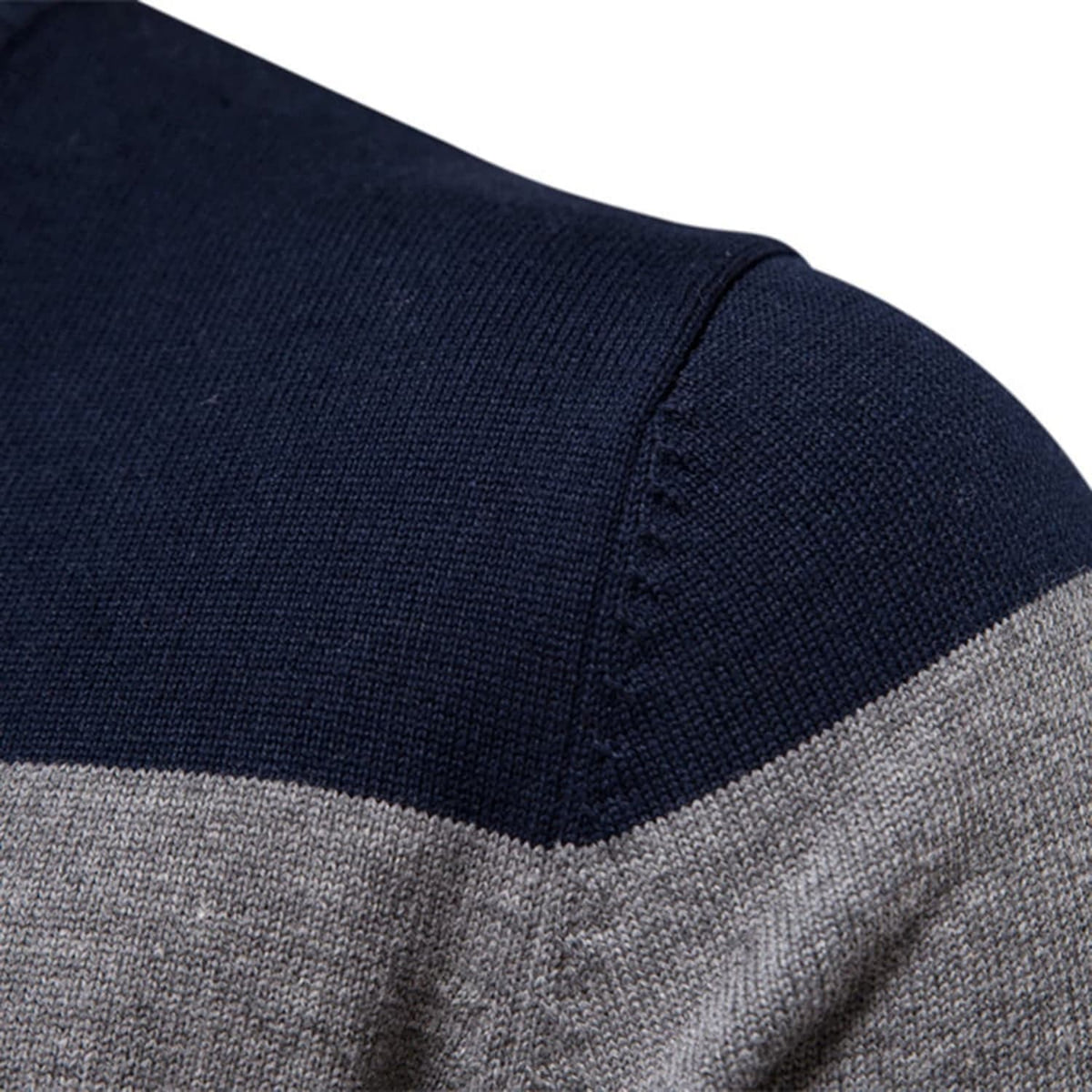Men Colorblock Quarter Zip Sweater