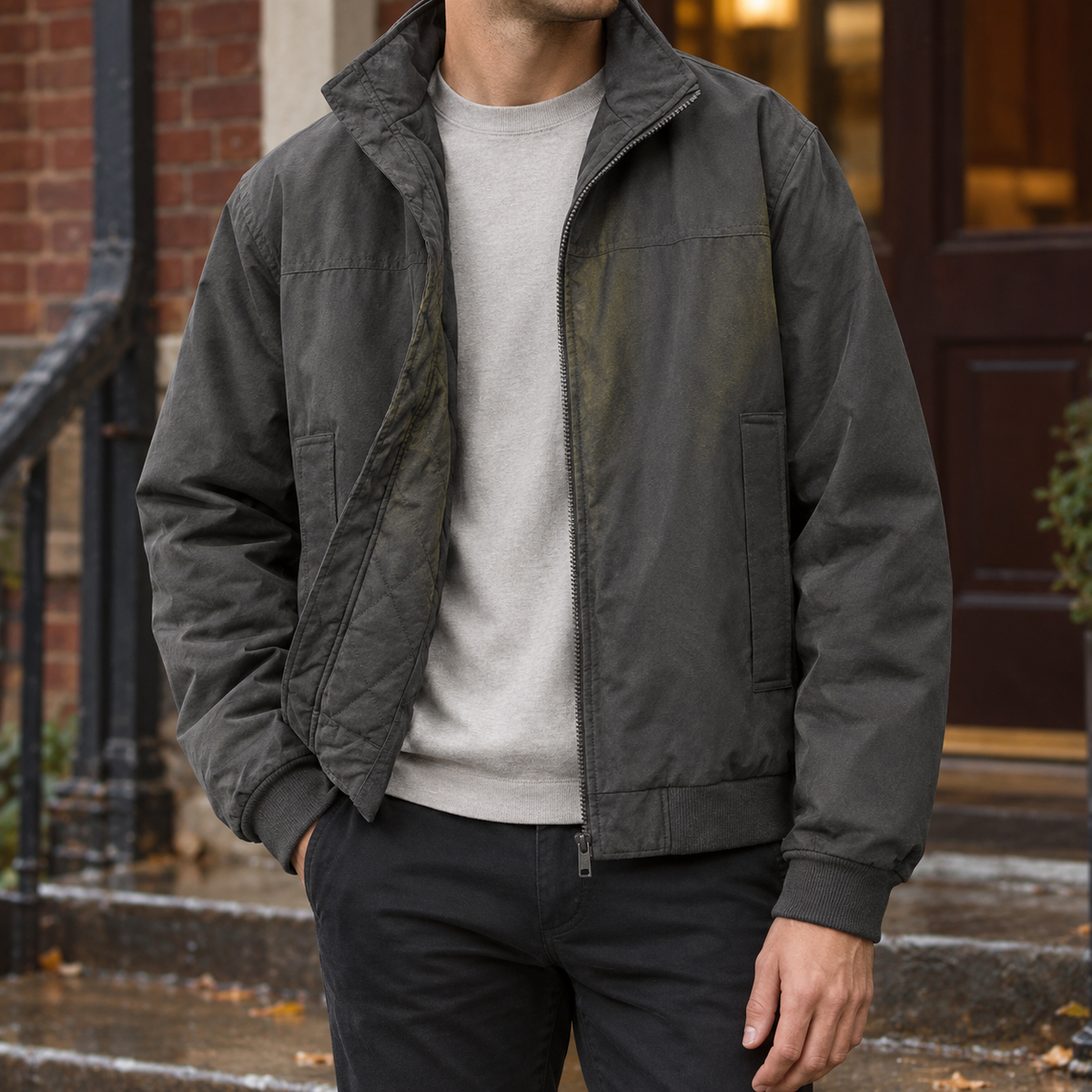 Men Quilted Pilot Jacket