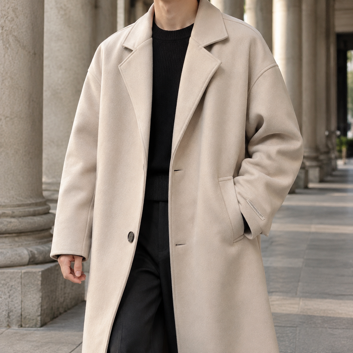 Harlan Relaxed Overcoat - Black