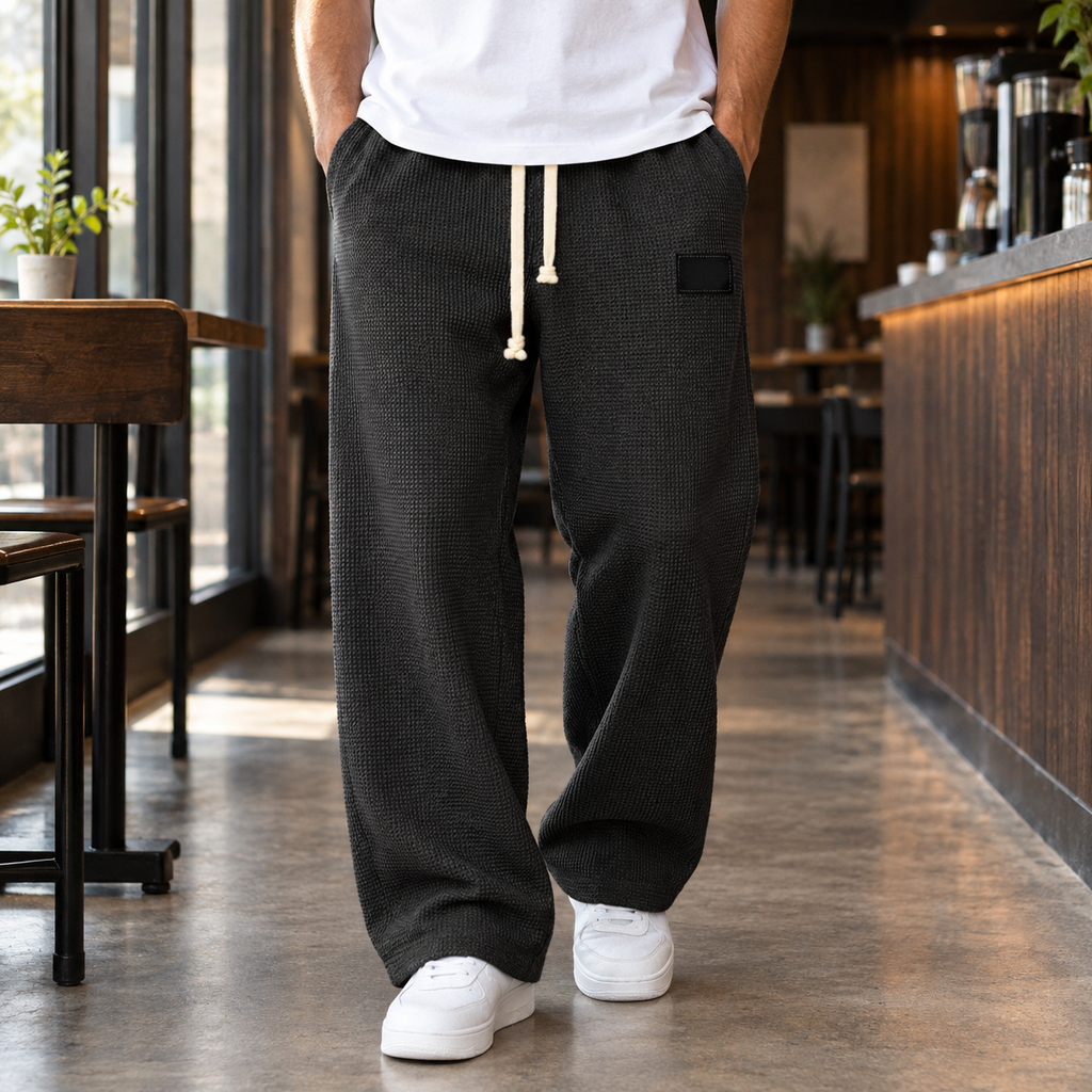 Men Waffle Relaxed Pants