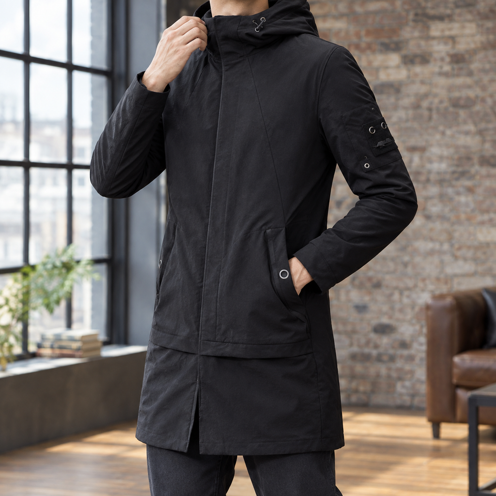 Men Hooded Wool Overcoat