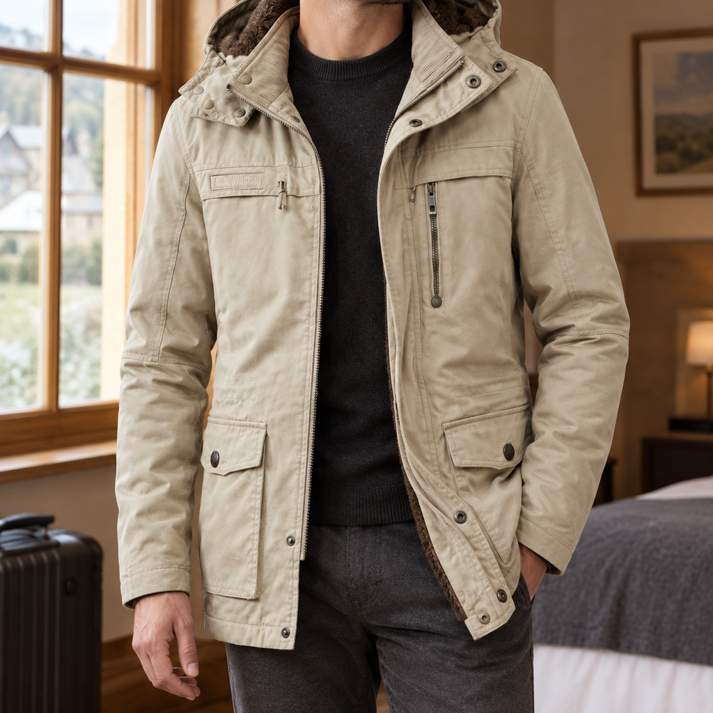 Men Hooded Utility Jacket