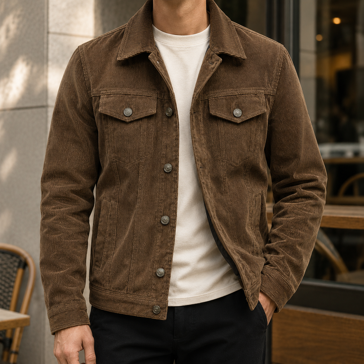 Men Corduroy Trucker Jacket