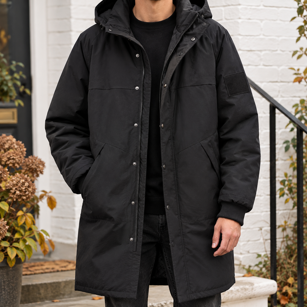 Men Longline Hooded Jacket
