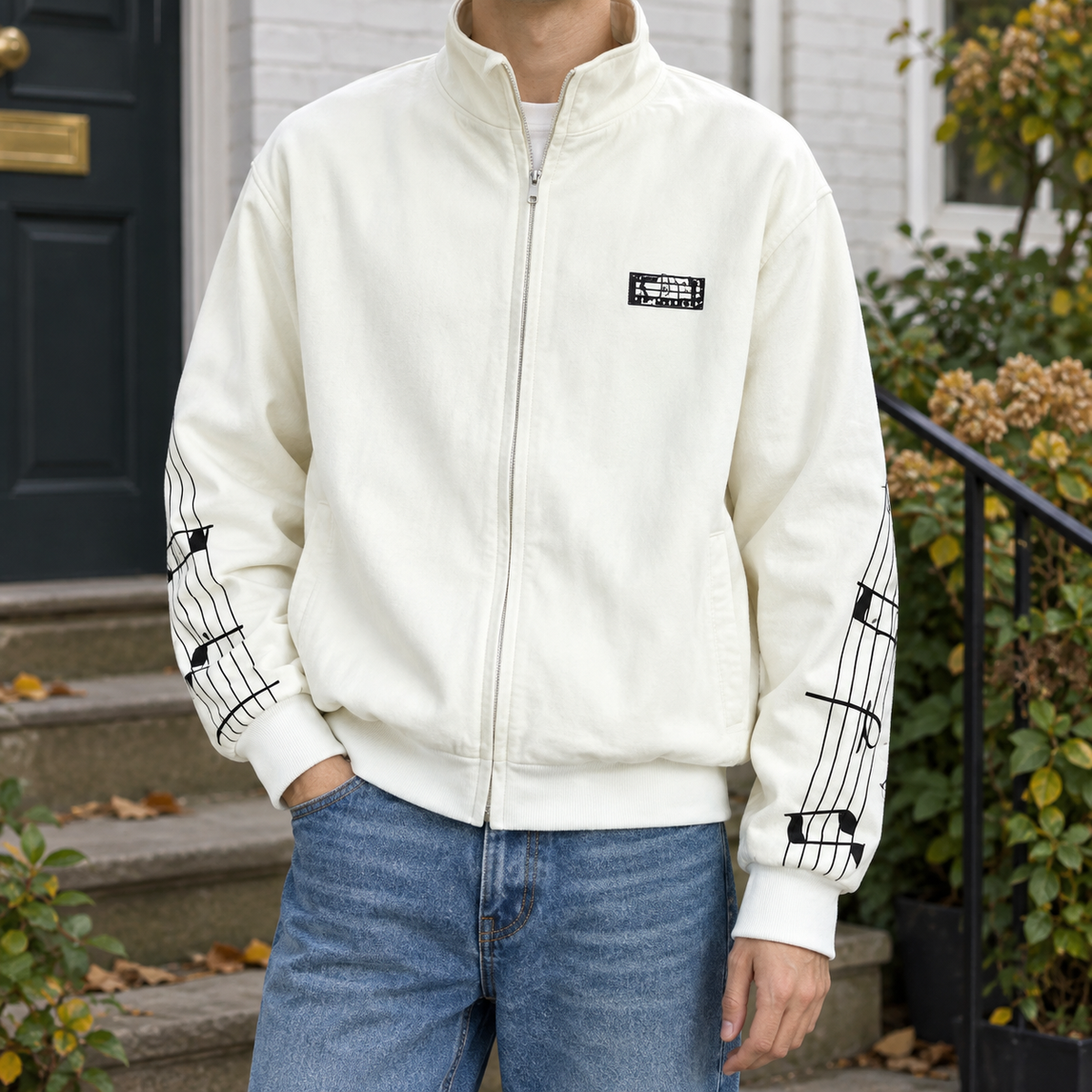 Men Embroidered Zip Jacket