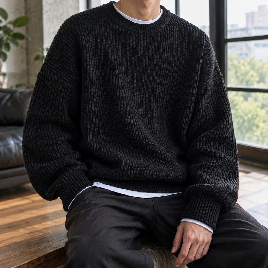 Men Ribbed Knit Sweater