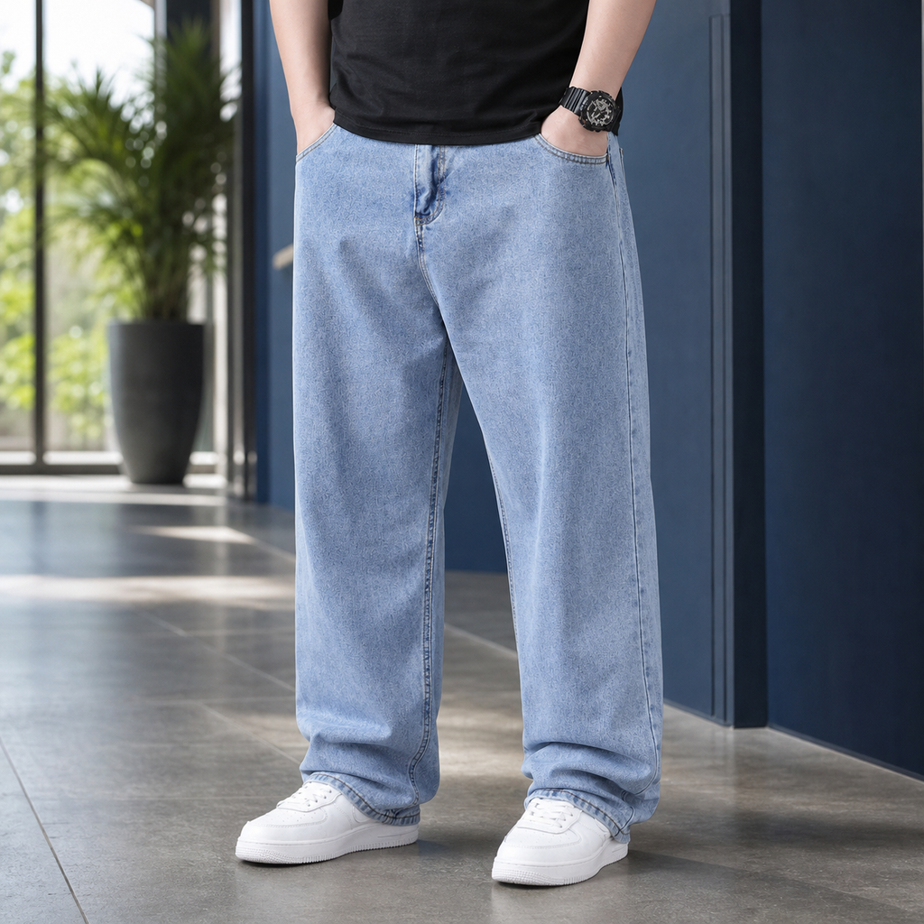 Men Relaxed Straight Leg Jeans