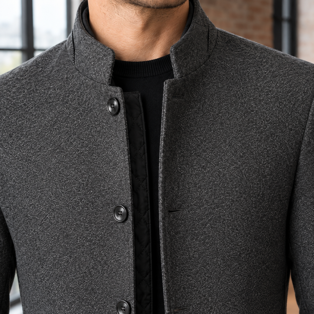 Men Quilted Stand Collar Jacket