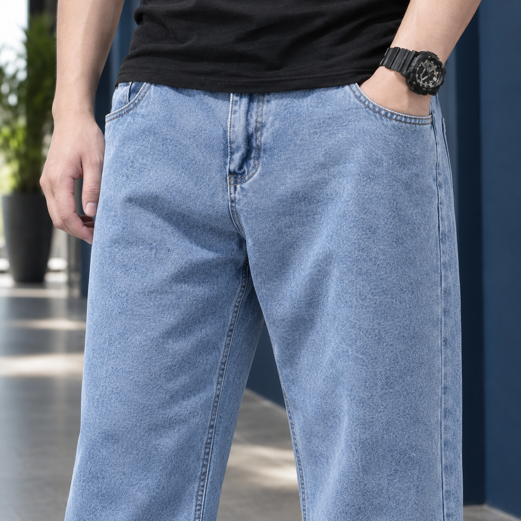 Men Relaxed Straight Leg Jeans