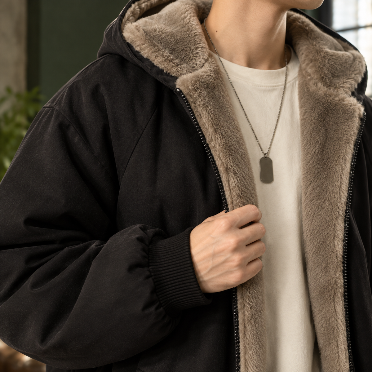 Men Reversible Hooded Jacket