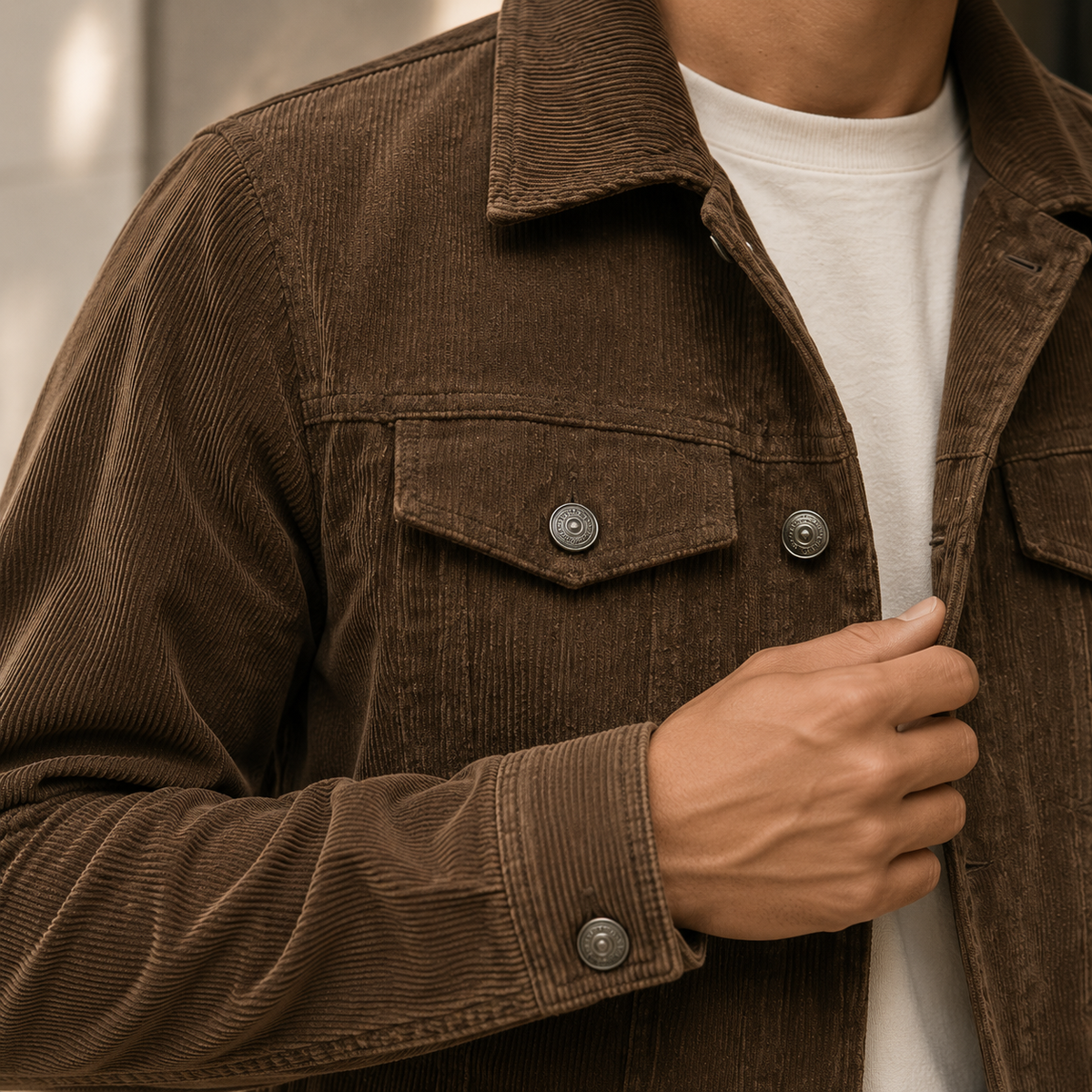 Men Corduroy Trucker Jacket