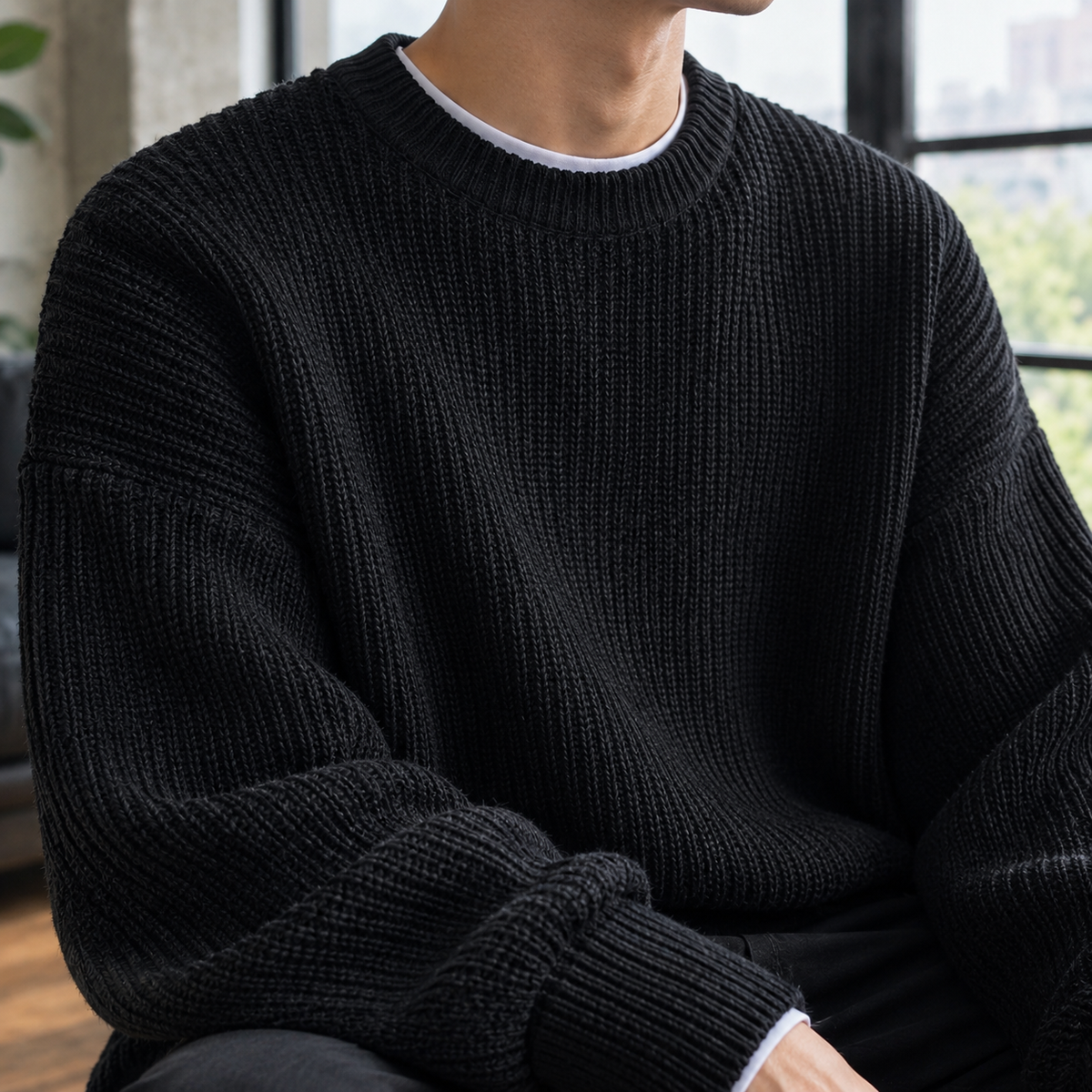 Men Ribbed Knit Sweater