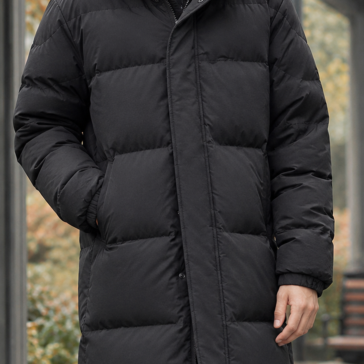 Men Long Winter Puffer Coat