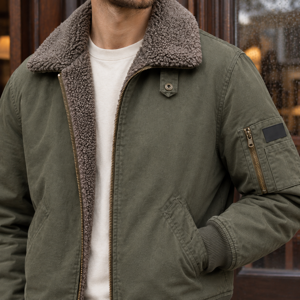 Men Fleece Lined Pilot Jacket