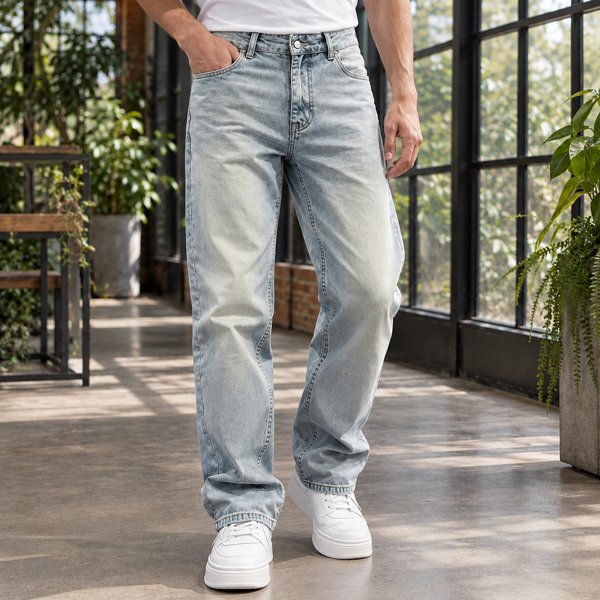 Men Loose Straight Leg Jeans