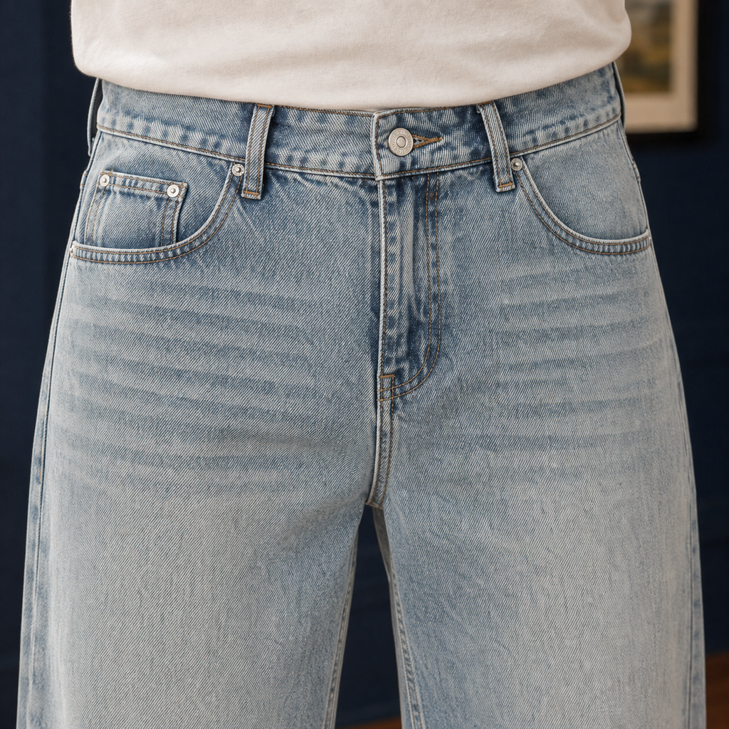 Men High Rise Wide Leg Jeans
