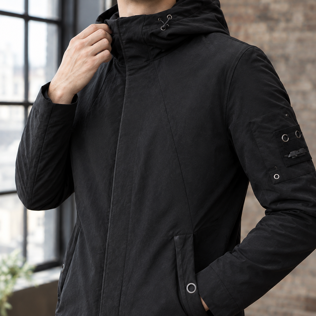 Men Hooded Wool Overcoat