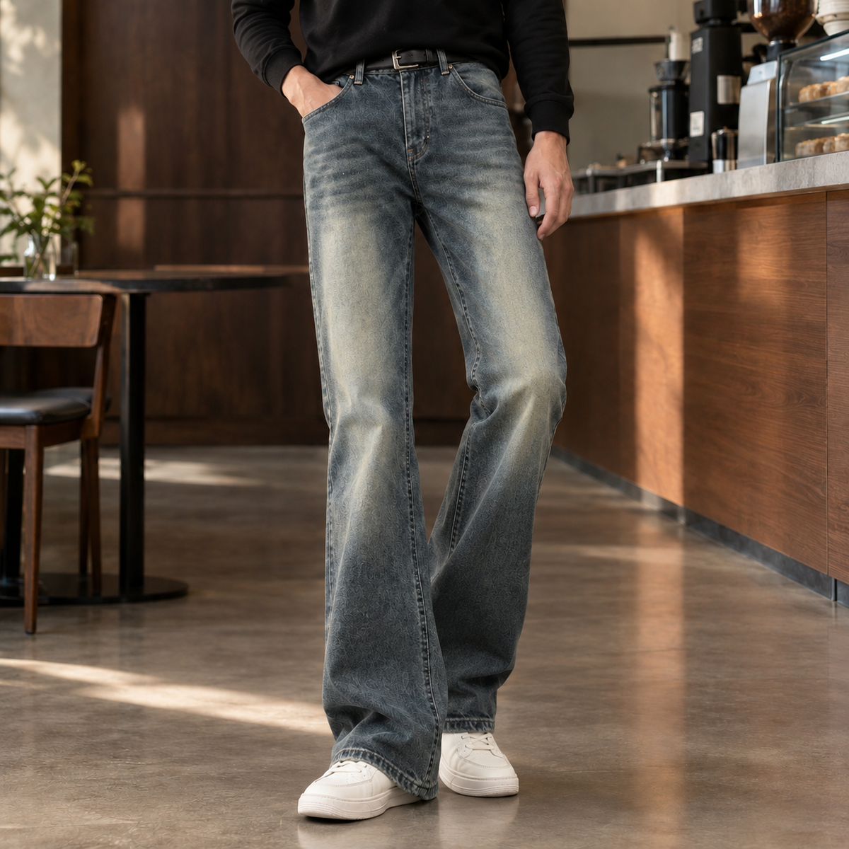 Men Slim Flared Jeans