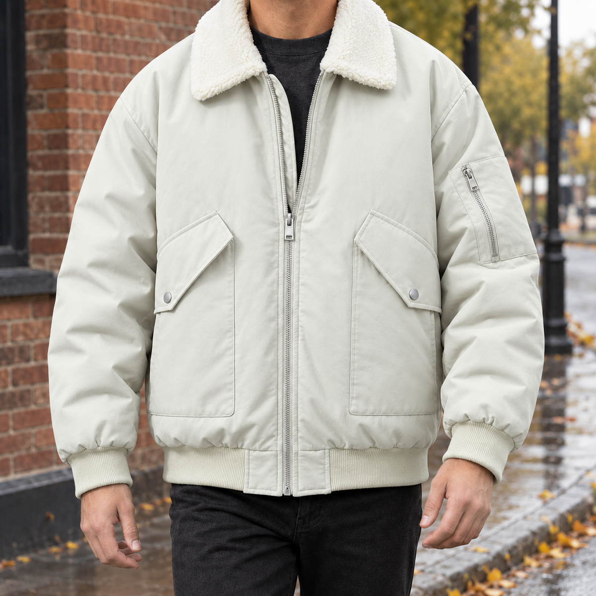 Men Padded Aviator Jacket