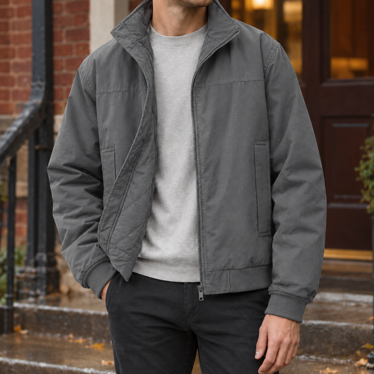 Men Quilted Pilot Jacket