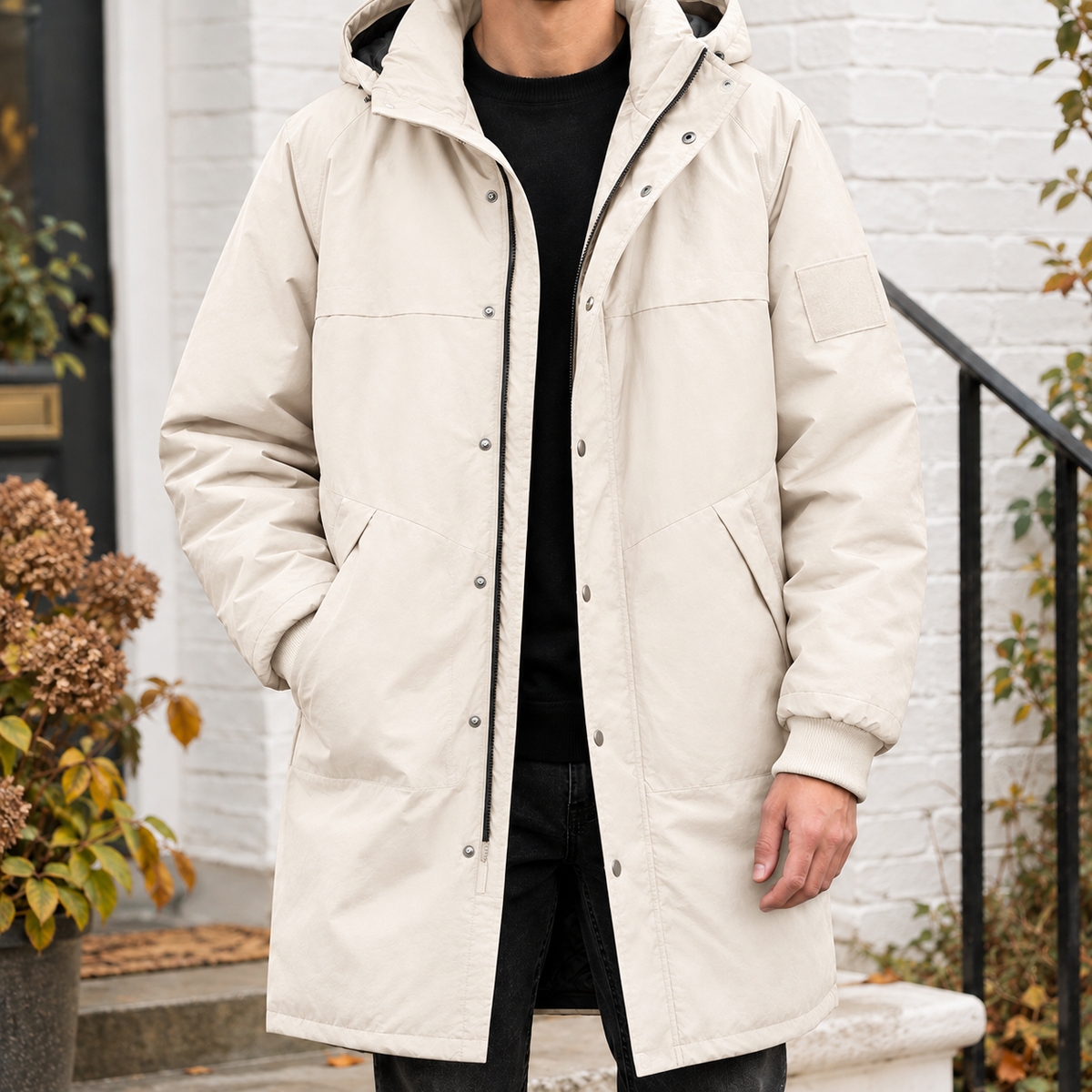 Men Longline Hooded Jacket