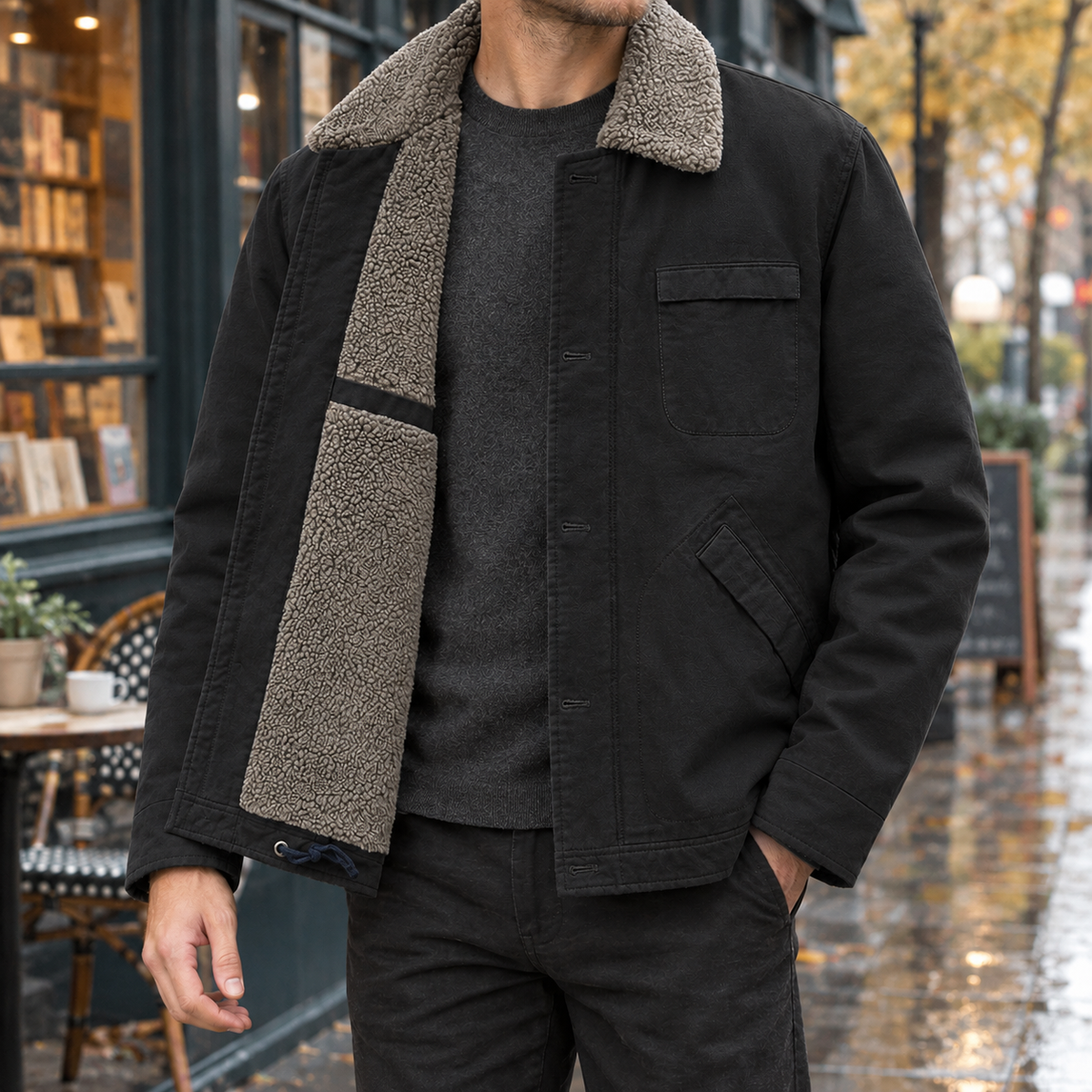 Men Lined Shirt Jacket