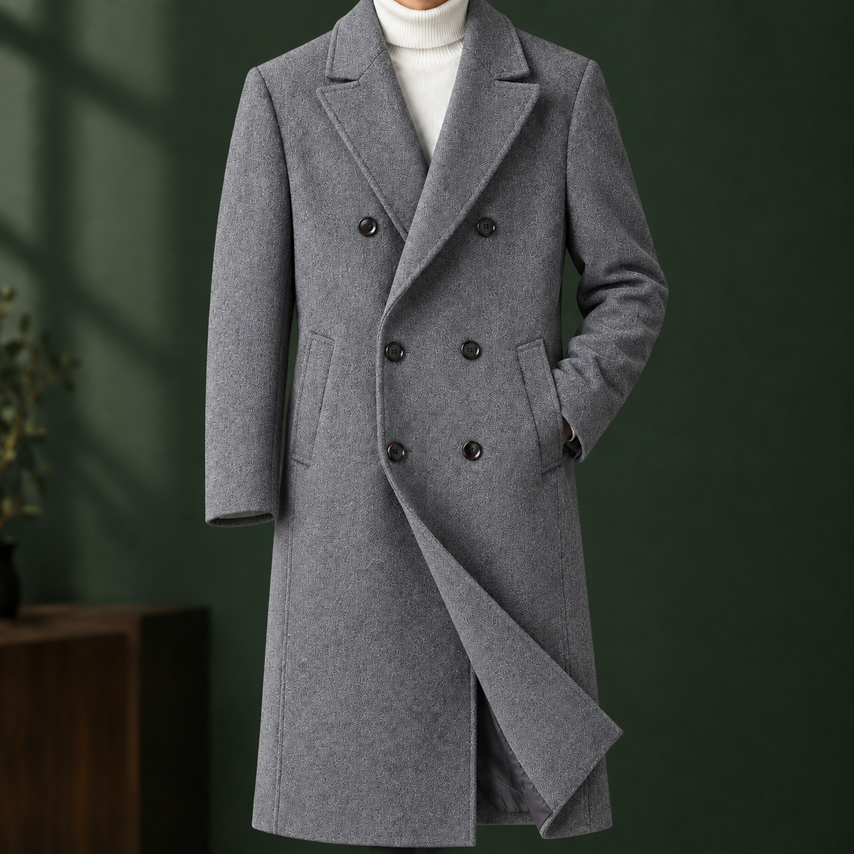 Men Double Breasted Overcoat