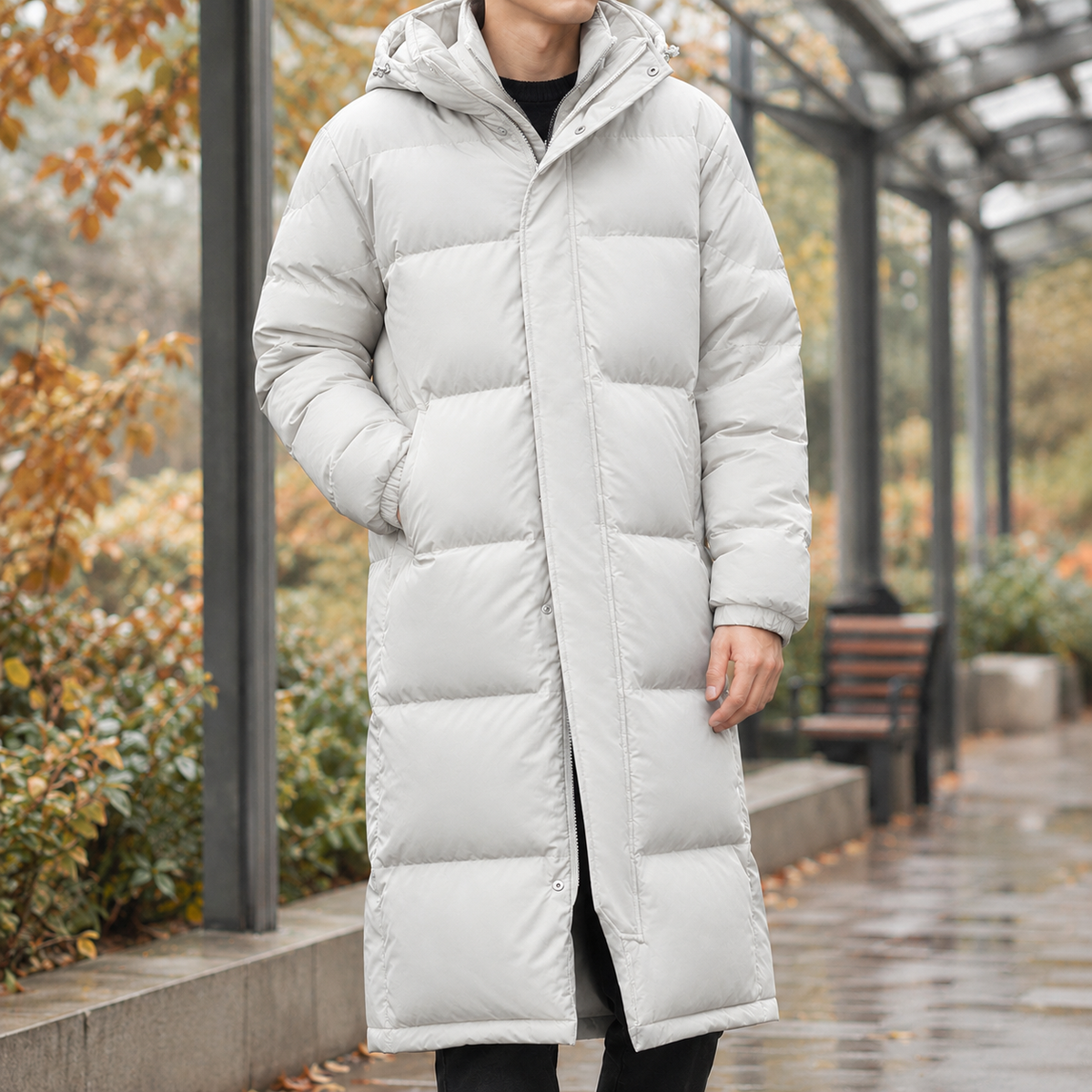 Men Long Winter Puffer Coat