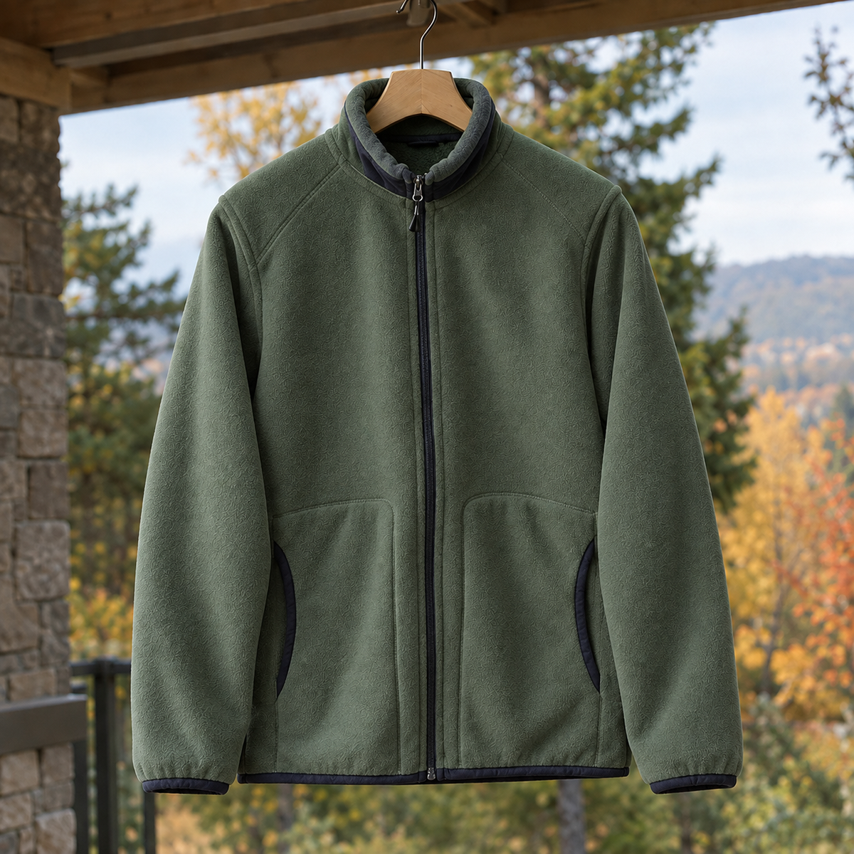 Men Stand Collar Fleece Jacket