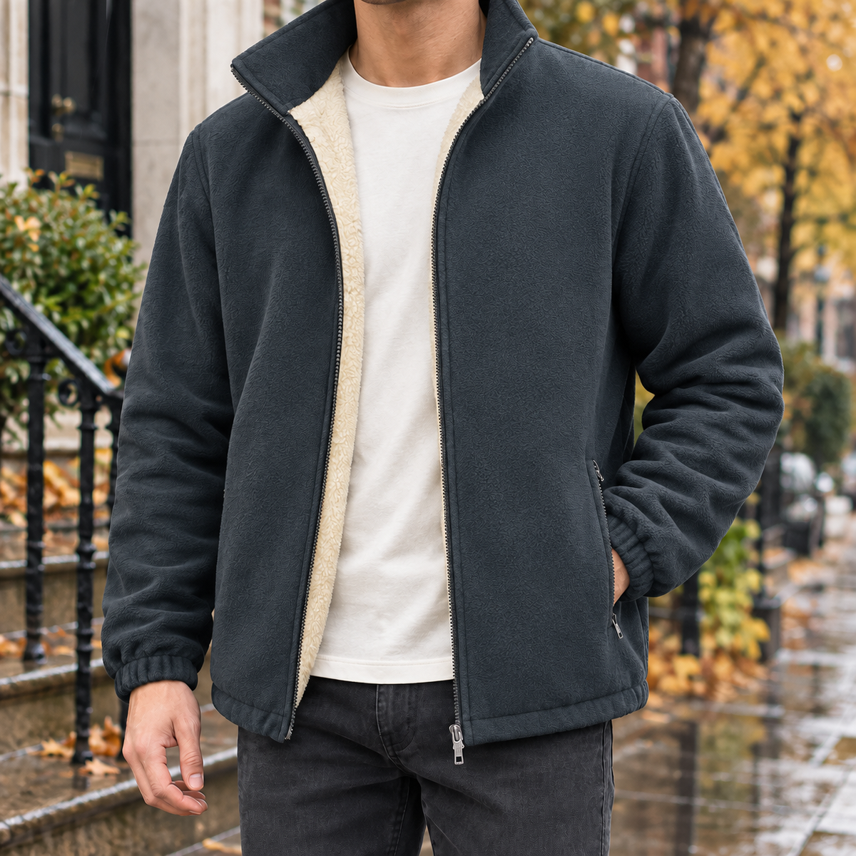 Men Soft Fleece Zip Jacket