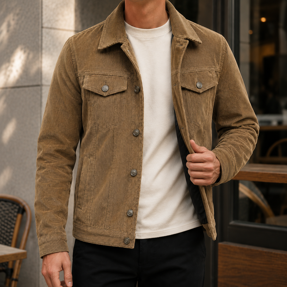 Men Corduroy Trucker Jacket