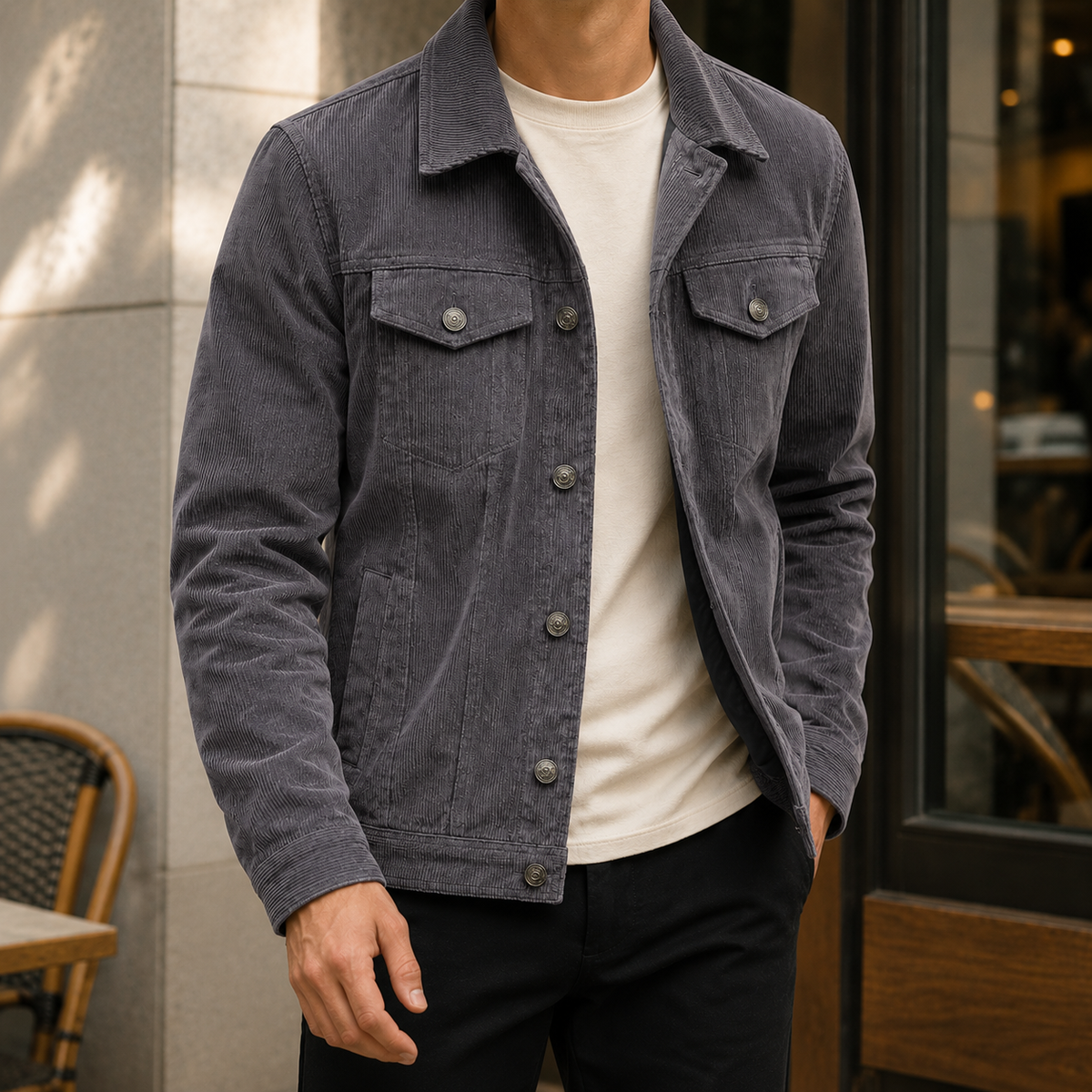 Men Corduroy Trucker Jacket